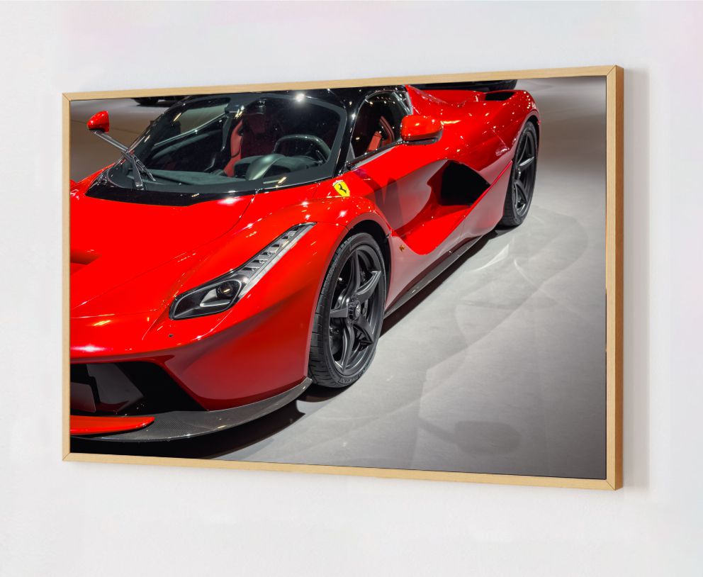 Quadro Decorativo Ferrari em Adesivo com Moldura Caixa
