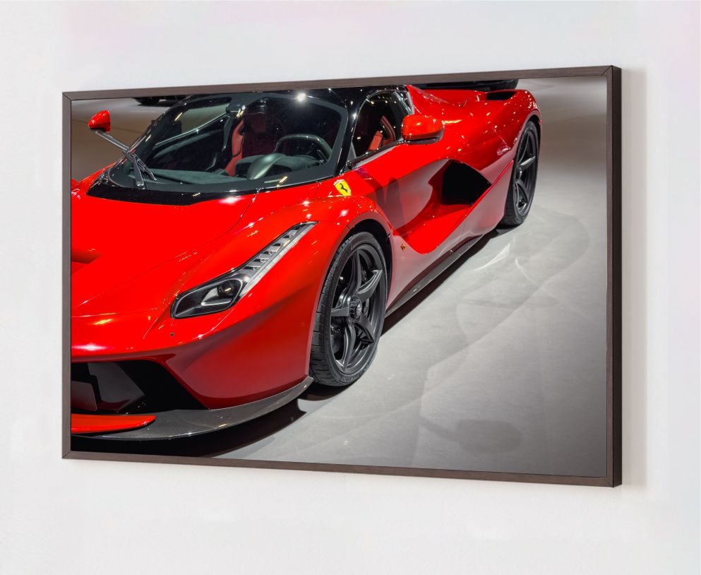 Quadro Decorativo Ferrari em Adesivo com Moldura Caixa