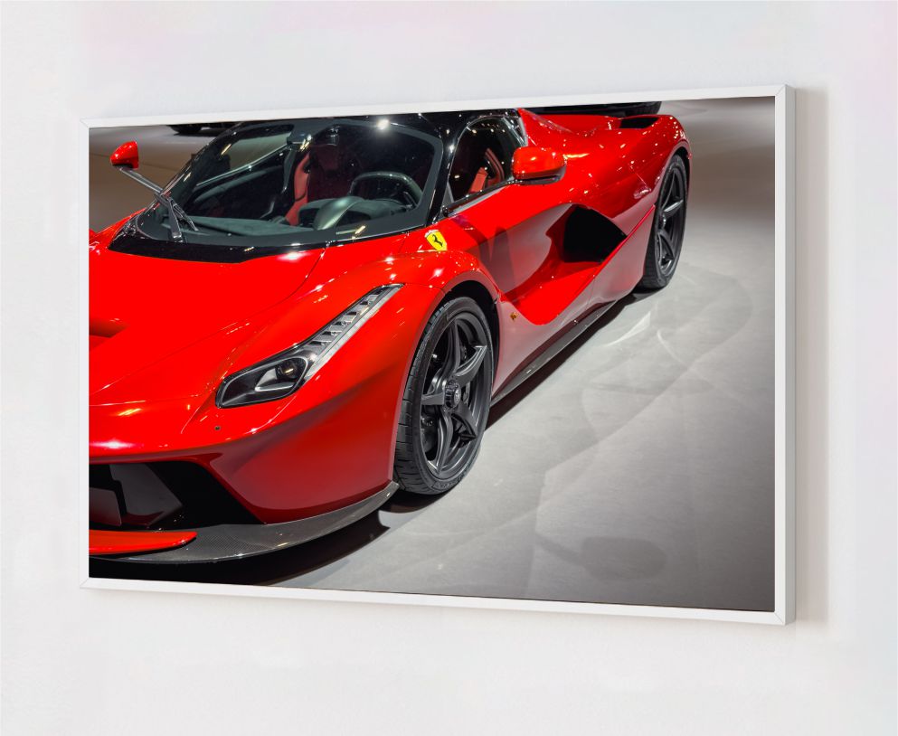 Quadro Decorativo Ferrari em Adesivo com Moldura Caixa