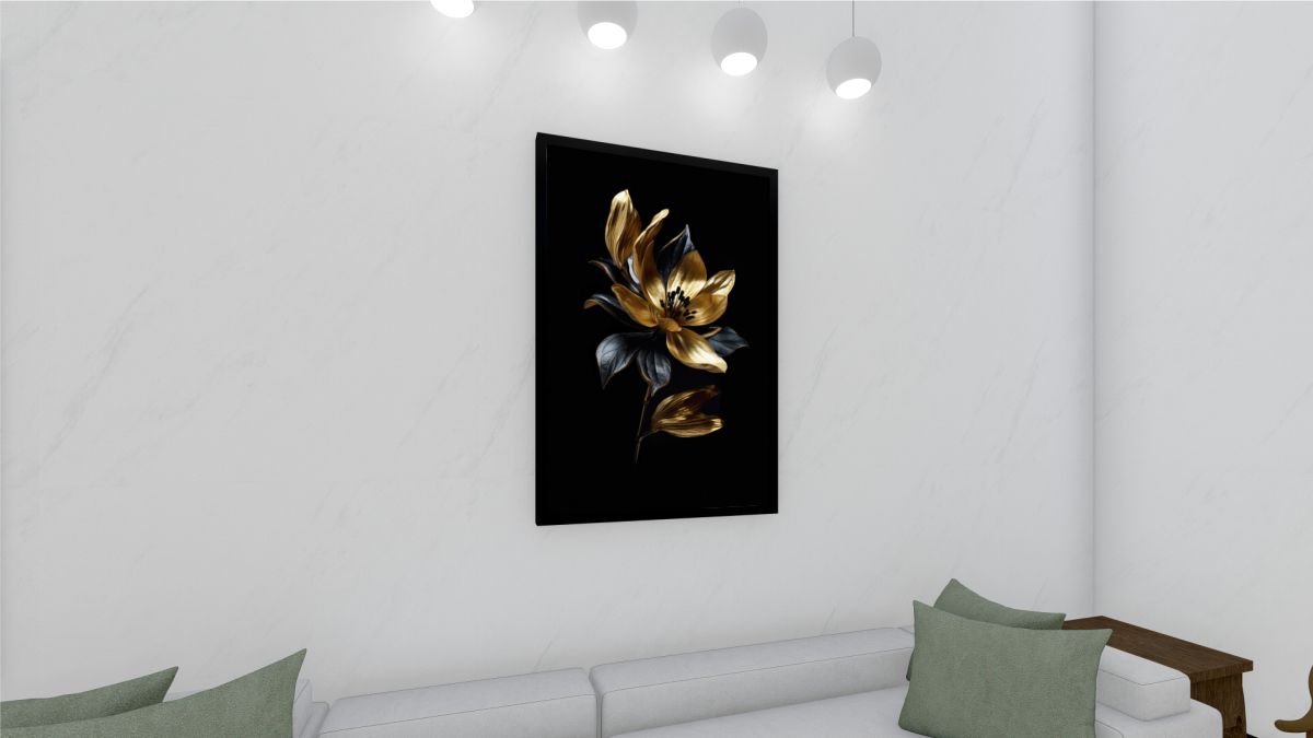 Quadro Decorativo Floral Luxo em Adesivo com Moldura Caixa