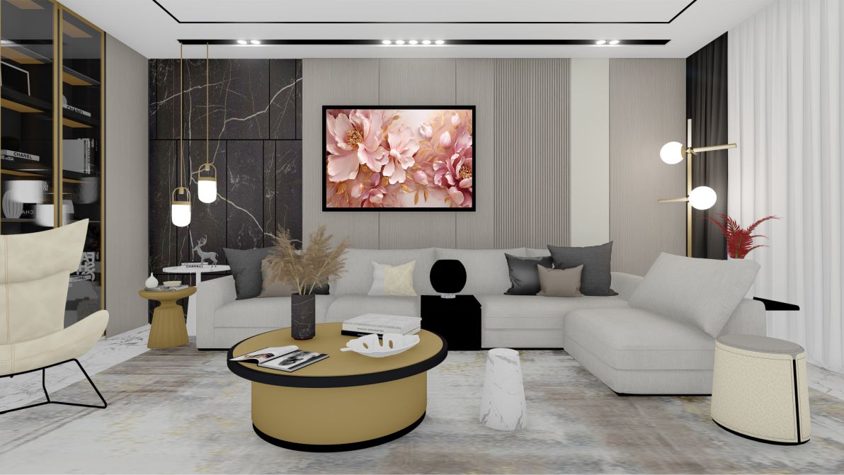 Quadro Decorativo Flores Abstrato em Adesivo com Moldura Caixa