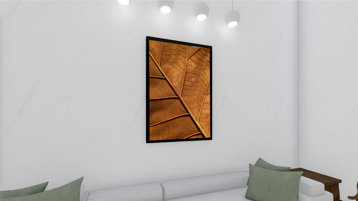 Quadro Decorativo Folha Seca em Adesivo com Moldura Caixa