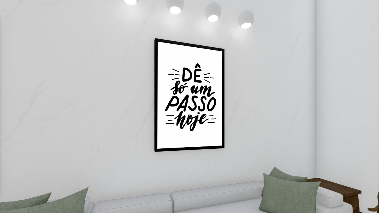Quadro Decorativo Frase Motivacional em Adesivo com Moldura Caixa