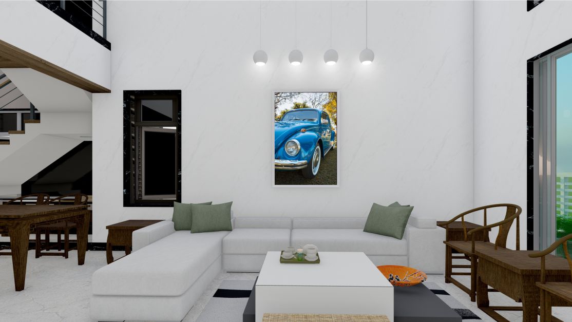 Quadro Decorativo Fusca em Adesivo com Moldura Caixa