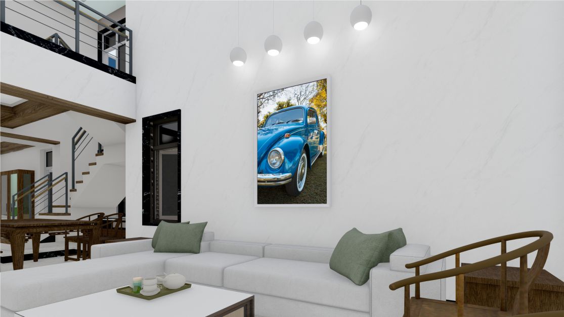 Quadro Decorativo Fusca em Adesivo com Moldura Caixa