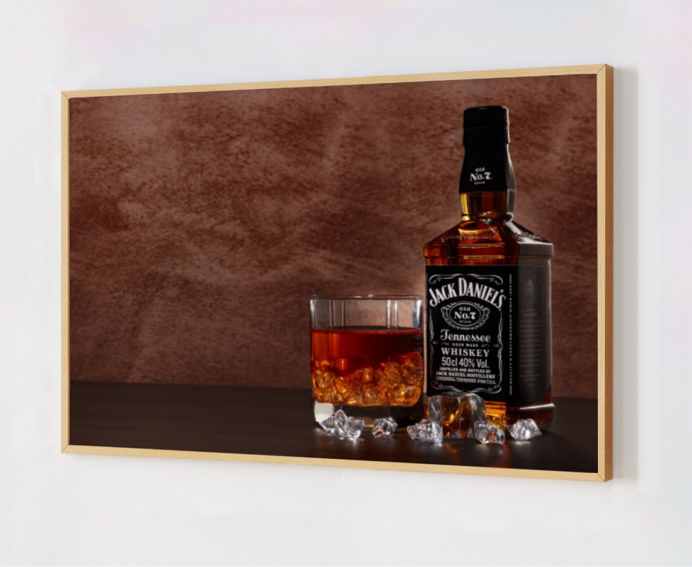 Quadro Decorativo Gourmet Whisky em Adesivo com Moldura Caixa