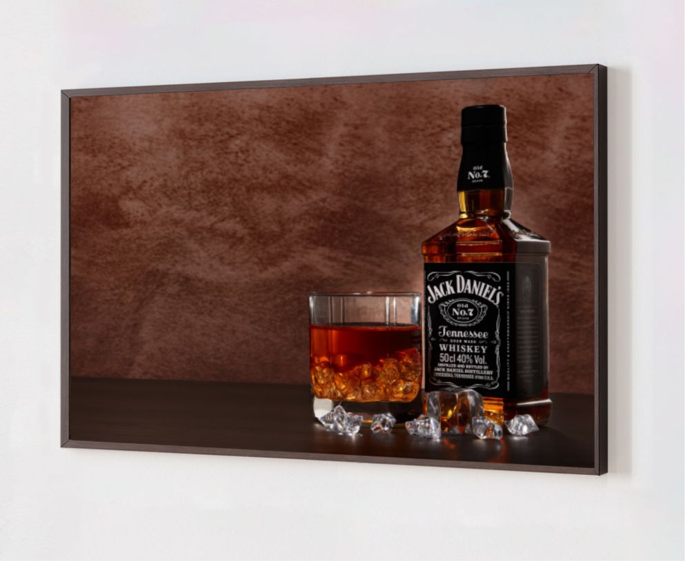 Quadro Decorativo Gourmet Whisky em Adesivo com Moldura Caixa