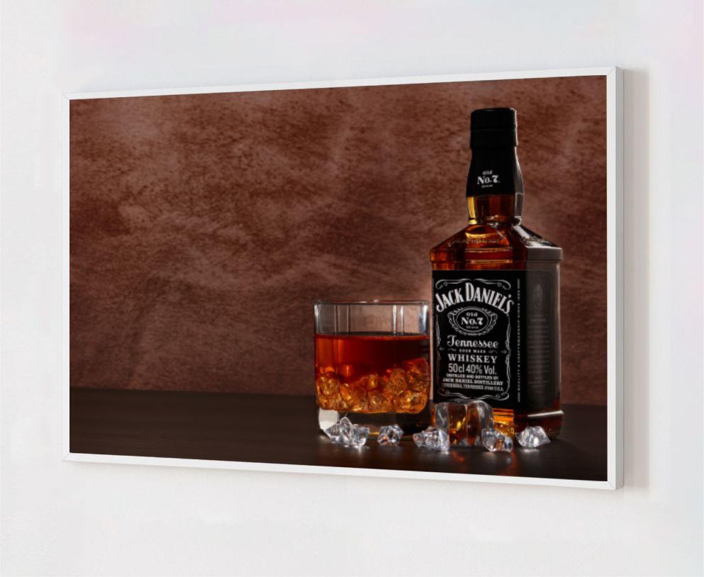 Quadro Decorativo Gourmet Whisky em Adesivo com Moldura Caixa