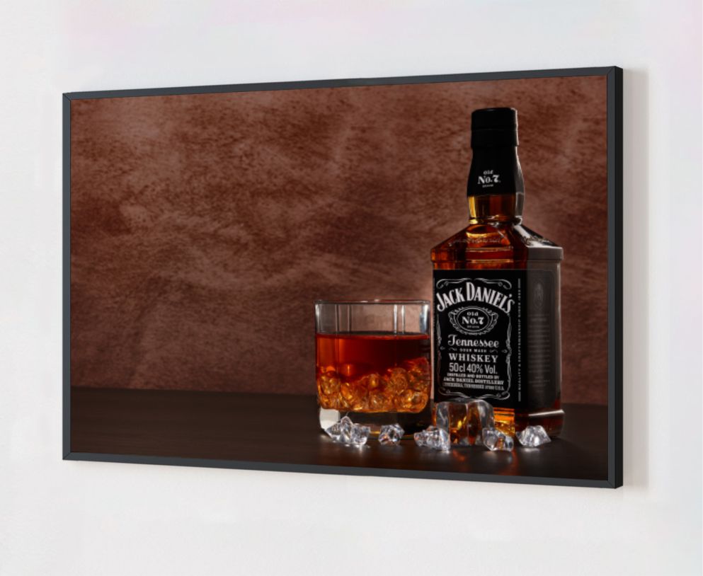 Quadro Decorativo Gourmet Whisky em Adesivo com Moldura Caixa