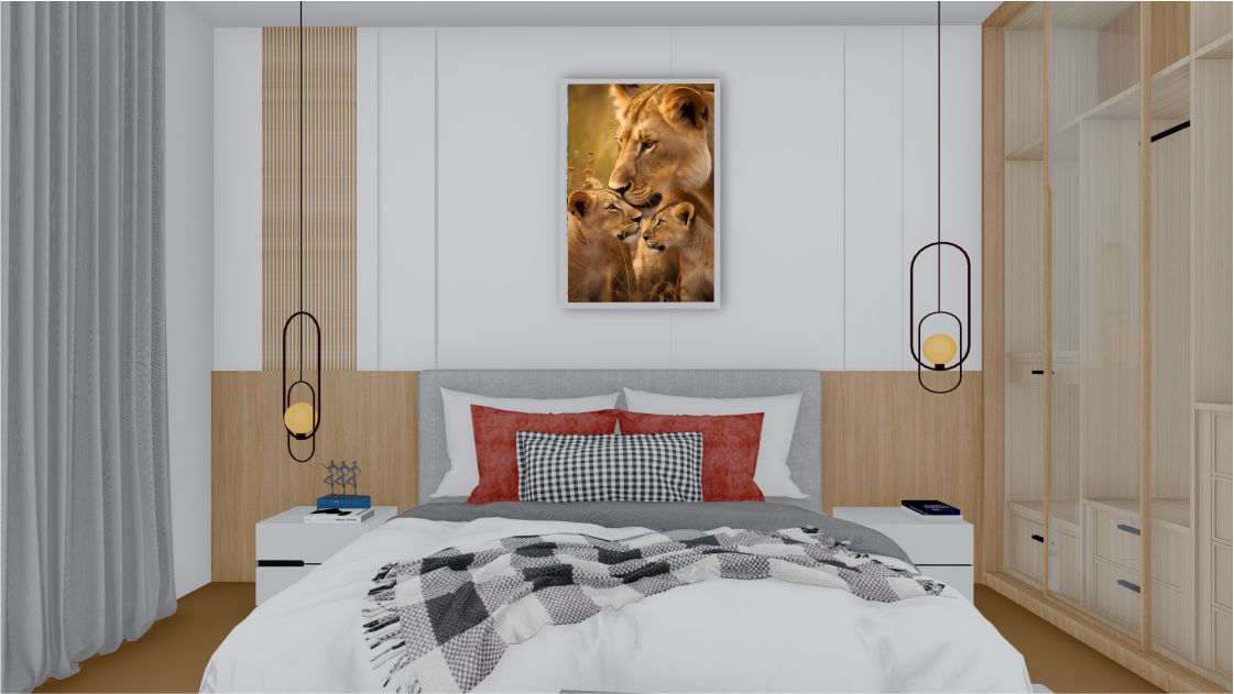 Quadro Decorativo Leões em Adesivo com Moldura Caixa