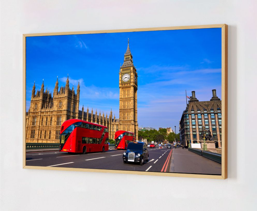 Quadro Decorativo Londres em Adesivo com Moldura Caixa