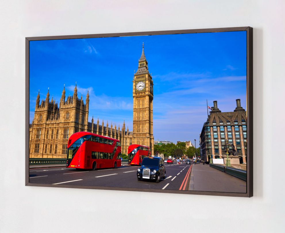 Quadro Decorativo Londres em Adesivo com Moldura Caixa