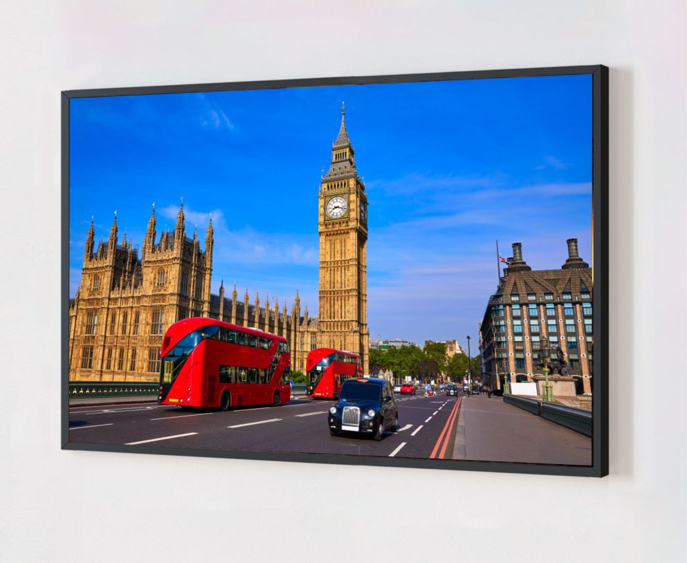 Quadro Decorativo Londres em Adesivo com Moldura Caixa