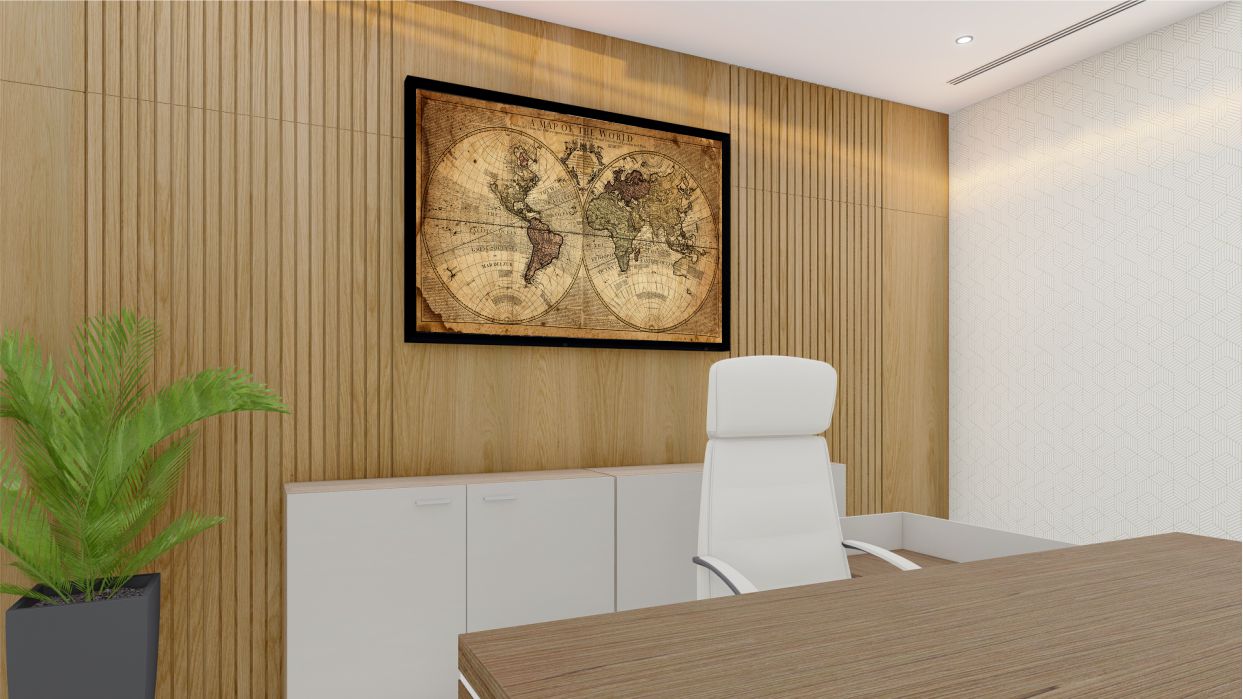 Quadro Decorativo Mapa Mundi Vintage em Adesivo com Moldura Caixa