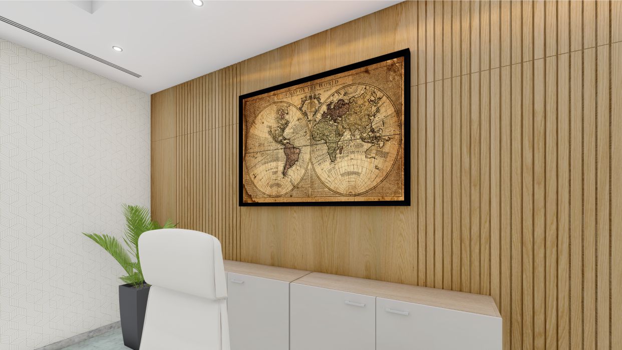Quadro Decorativo Mapa Mundi Vintage em Adesivo com Moldura Caixa