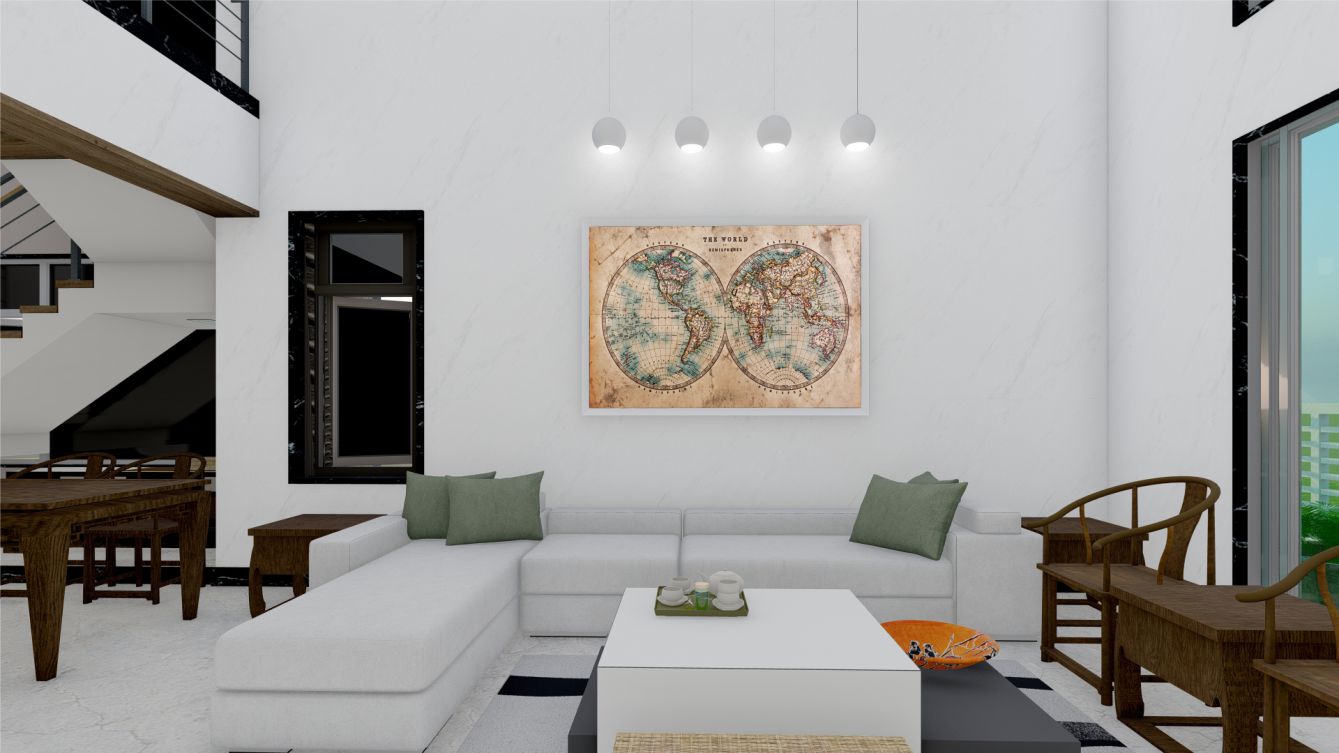 Quadro Decorativo Mapa Hemisférios em Adesivo com Moldura Caixa