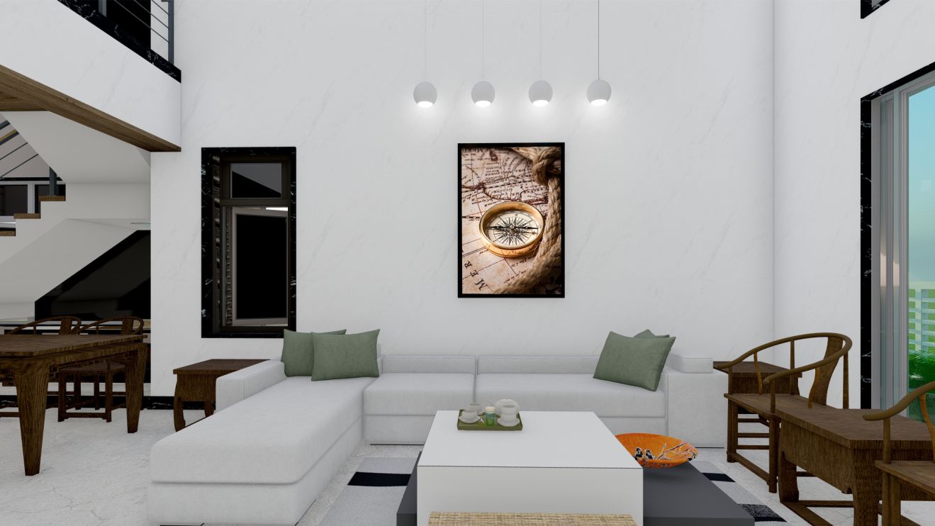 Quadro Decorativo Mapa Bussola em Adesivo com Moldura Caixa