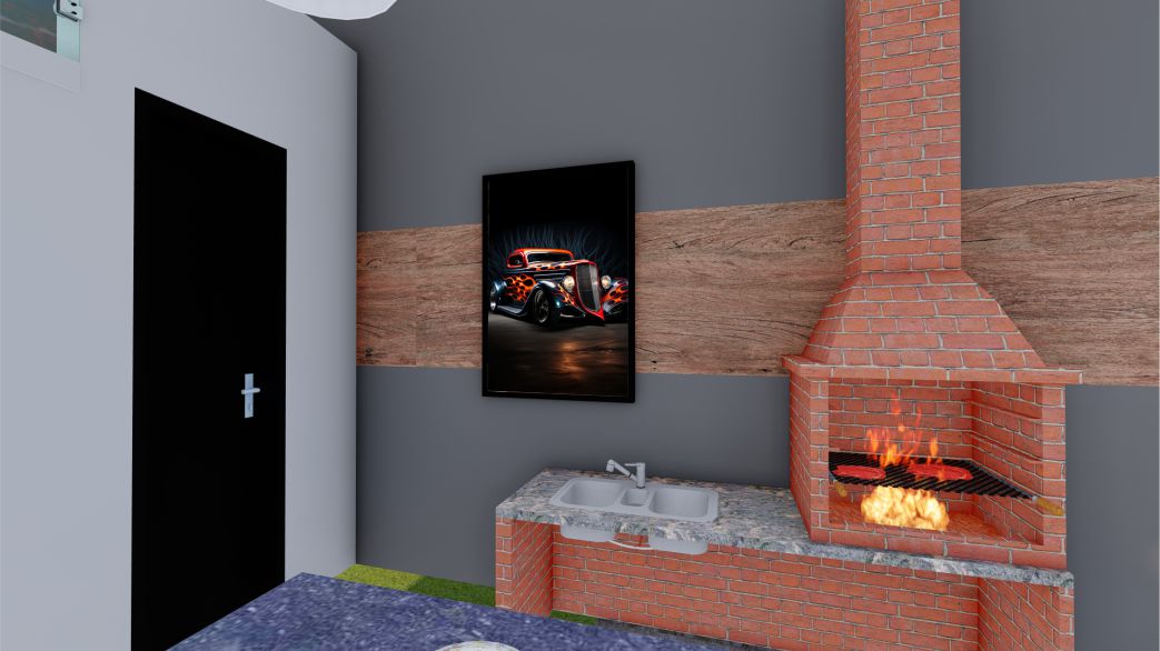 Quadro Decorativo Carro Clássico em Adesivo com Moldura Caixa