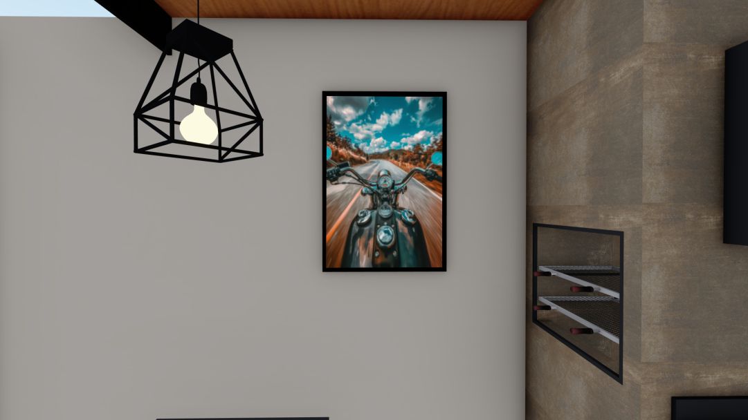 Quadro Decorativo Moto em Adesivo com Moldura Caixa