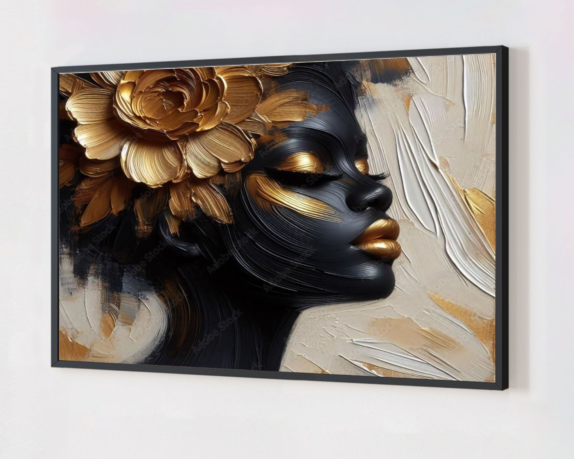 Quadro Decorativo Mulher Abstrato em Adesivo com Moldura Caixa