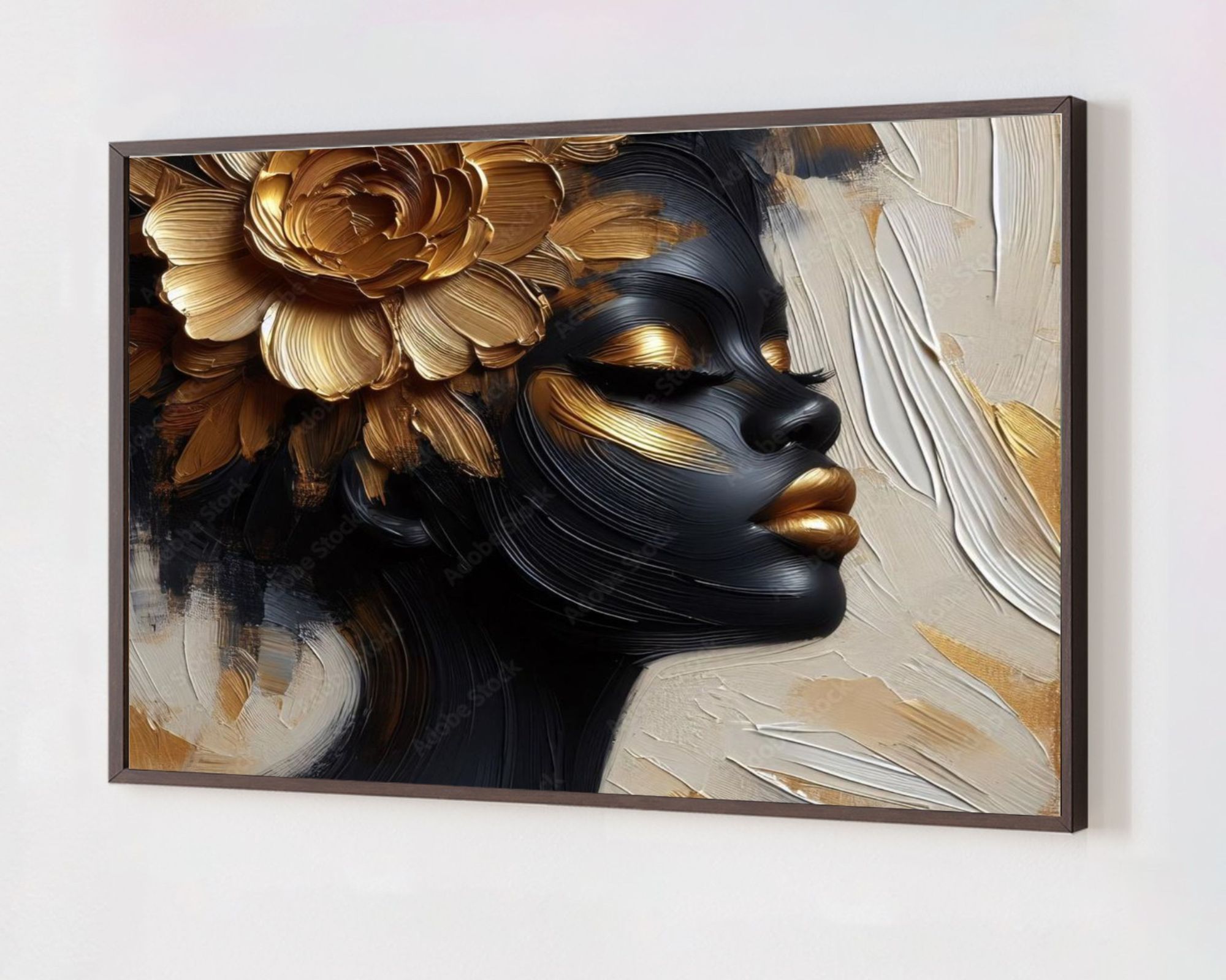 Quadro Decorativo Mulher Abstrato em Adesivo com Moldura Caixa