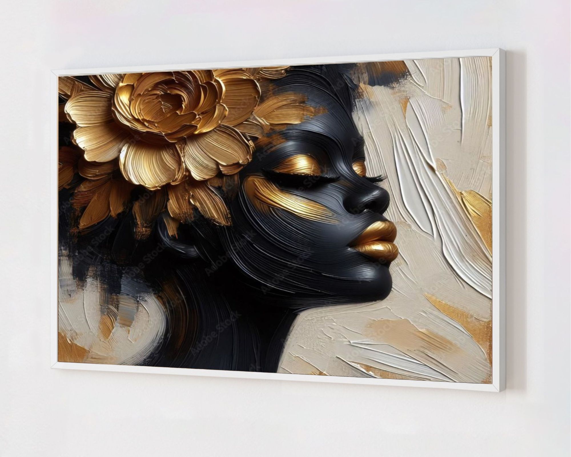 Quadro Decorativo Mulher Abstrato em Adesivo com Moldura Caixa