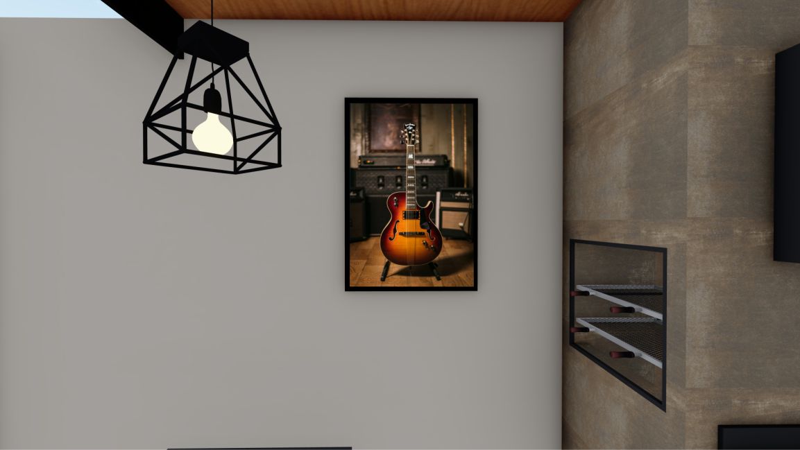 Quadro Decorativo Guitarra em Adesivo com Moldura Caixa