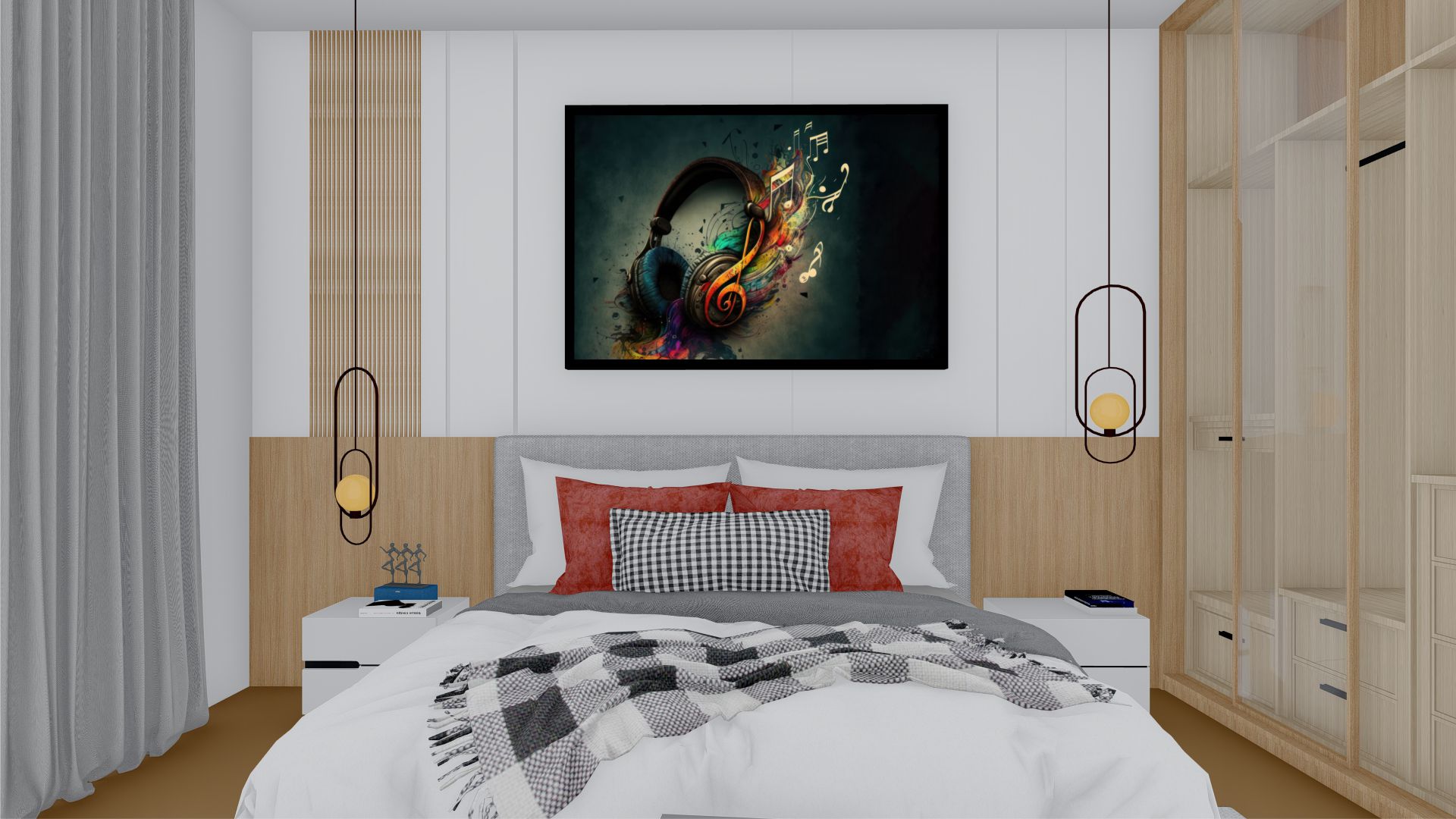 Quadro Decorativo Fone de Ouvido em Adesivo com Moldura Caixa