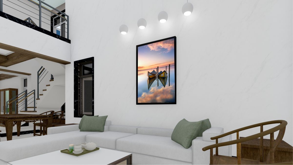 Quadro Decorativo Barcos em Adesivo com Moldura Caixa