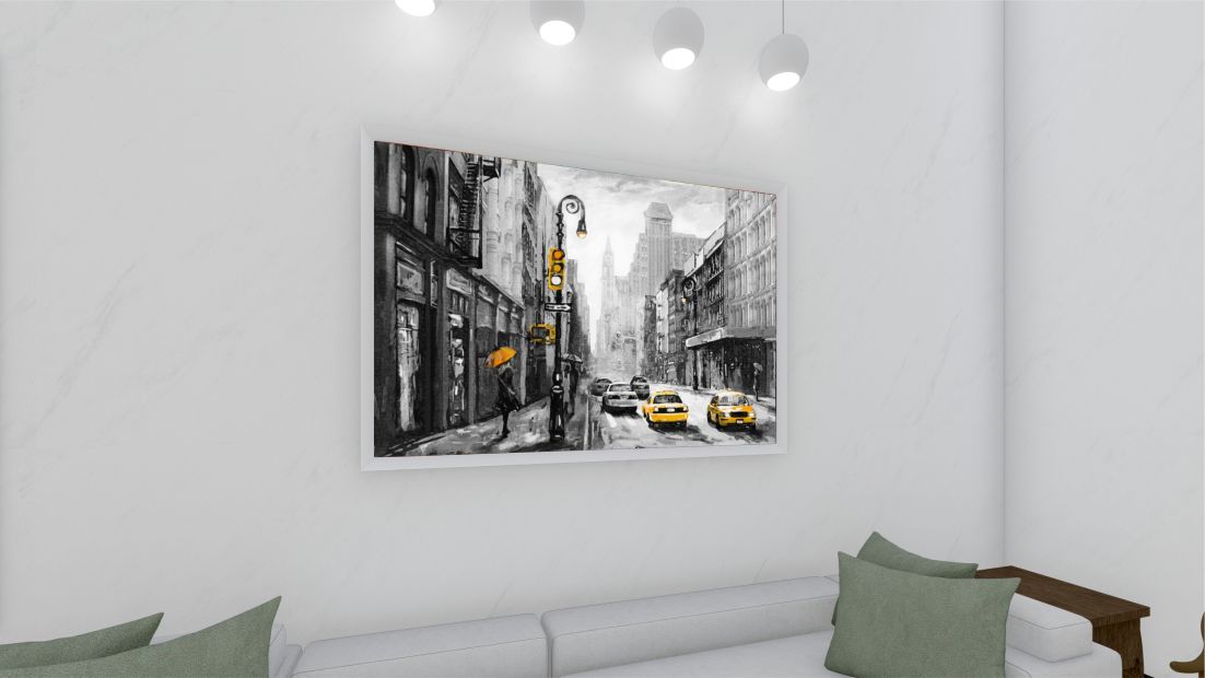 Quadro Decorativo New York em Adesivo com Moldura Caixa