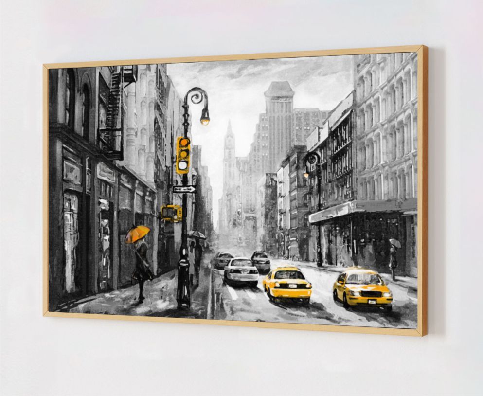 Quadro Decorativo New York em Adesivo com Moldura Caixa