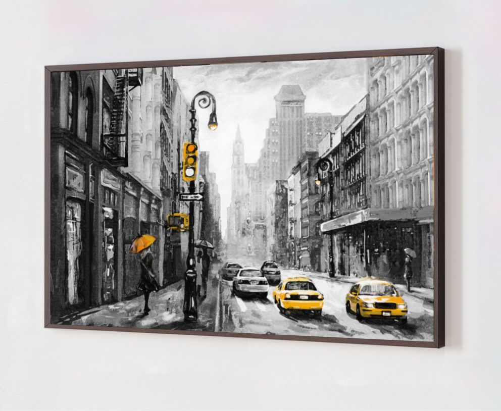 Quadro Decorativo New York em Adesivo com Moldura Caixa
