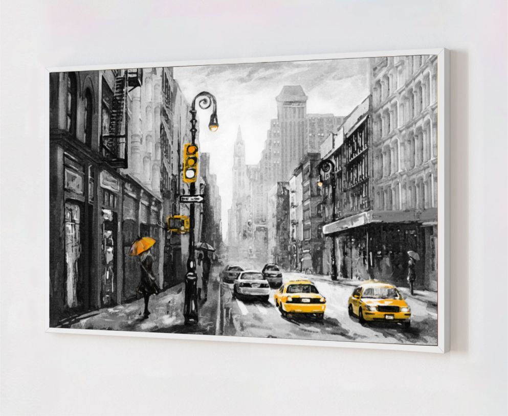 Quadro Decorativo New York em Adesivo com Moldura Caixa