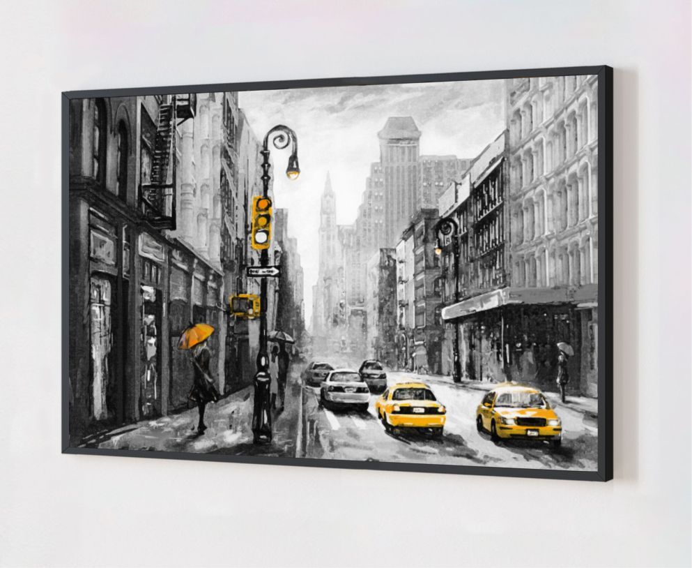 Quadro Decorativo New York em Adesivo com Moldura Caixa