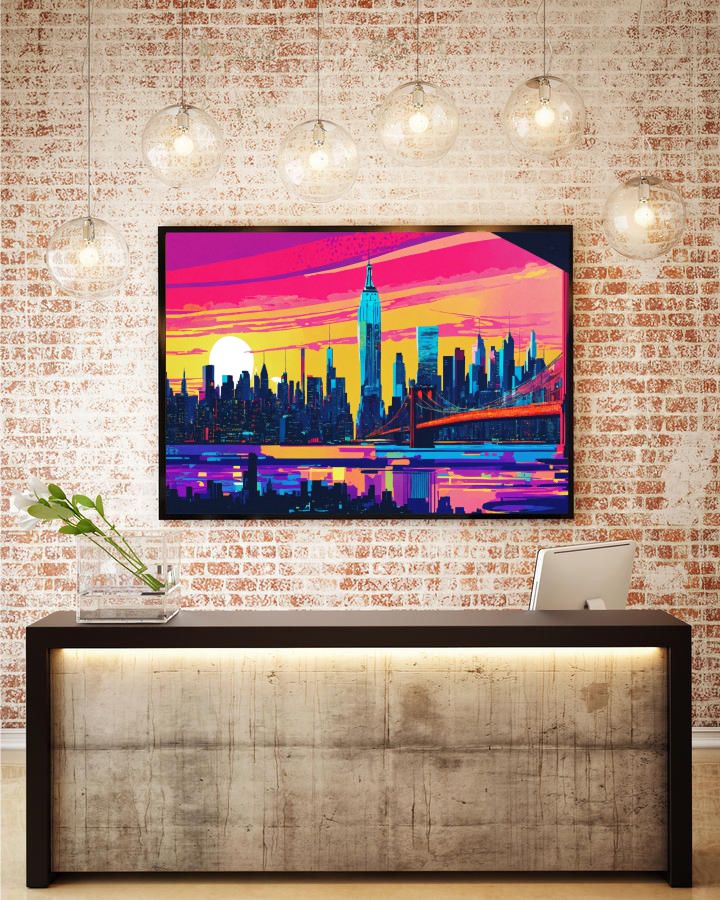 Quadro Decorativo New York Arte Colorida em adesivo com moldura caixa