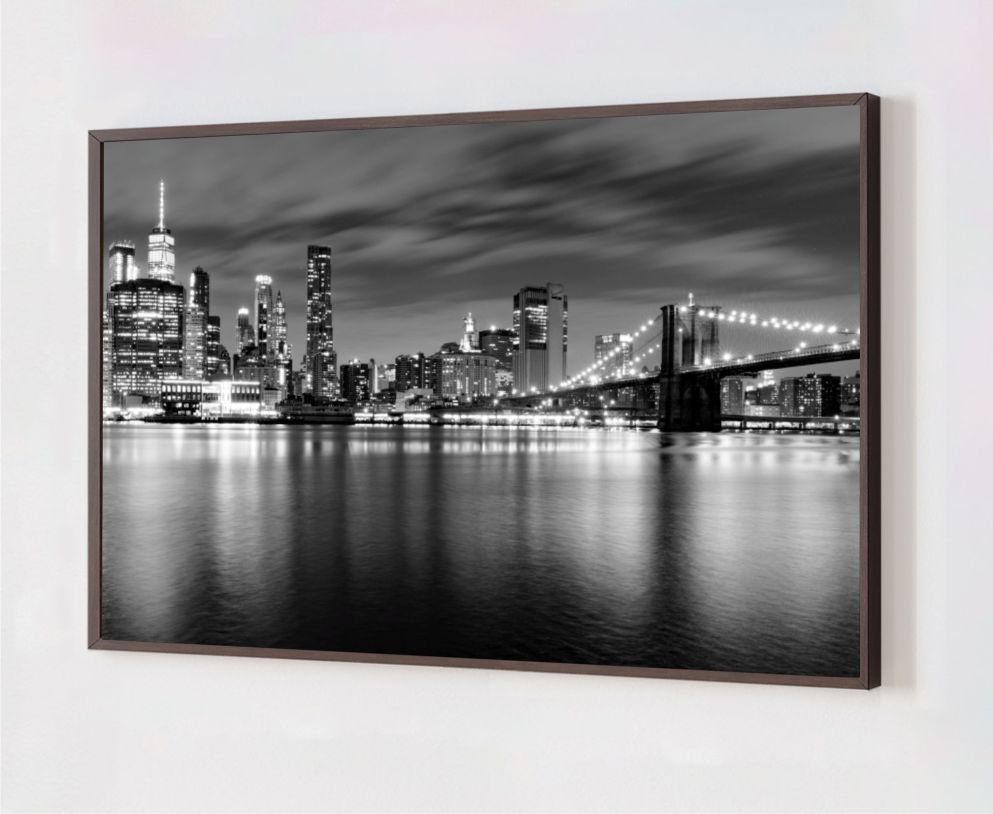 Quadro Decorativo New York Preto e Branco em Adesivo com Moldura Caixa