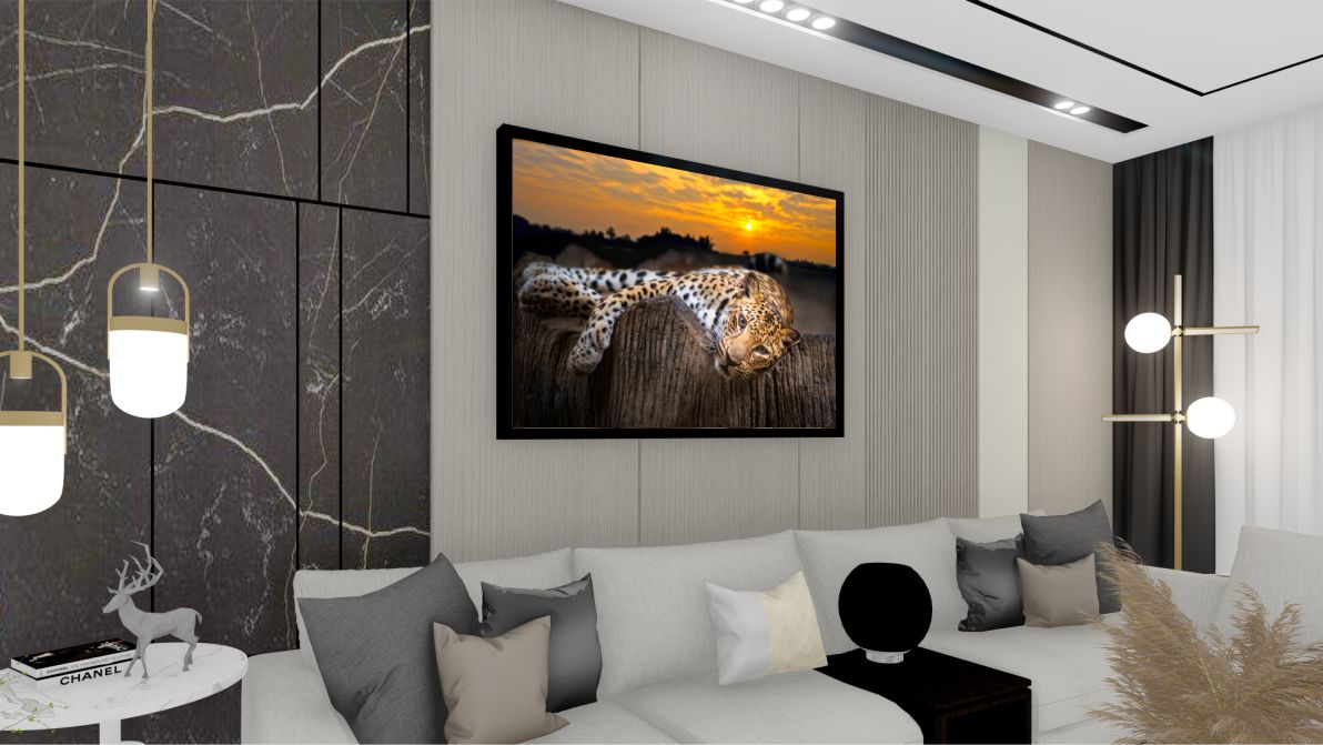 Quadro Decorativo Onça Pintada em Adesivo com Moldura Caixa