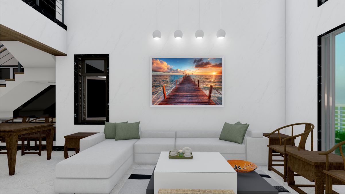 Quadro Decorativo Por do Sol em Adesivo com Moldura Caixa