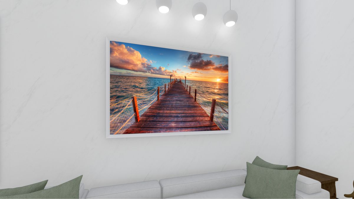 Quadro Decorativo Por do Sol em Adesivo com Moldura Caixa