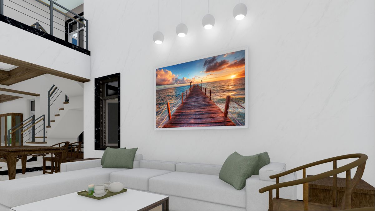 Quadro Decorativo Por do Sol em Adesivo com Moldura Caixa