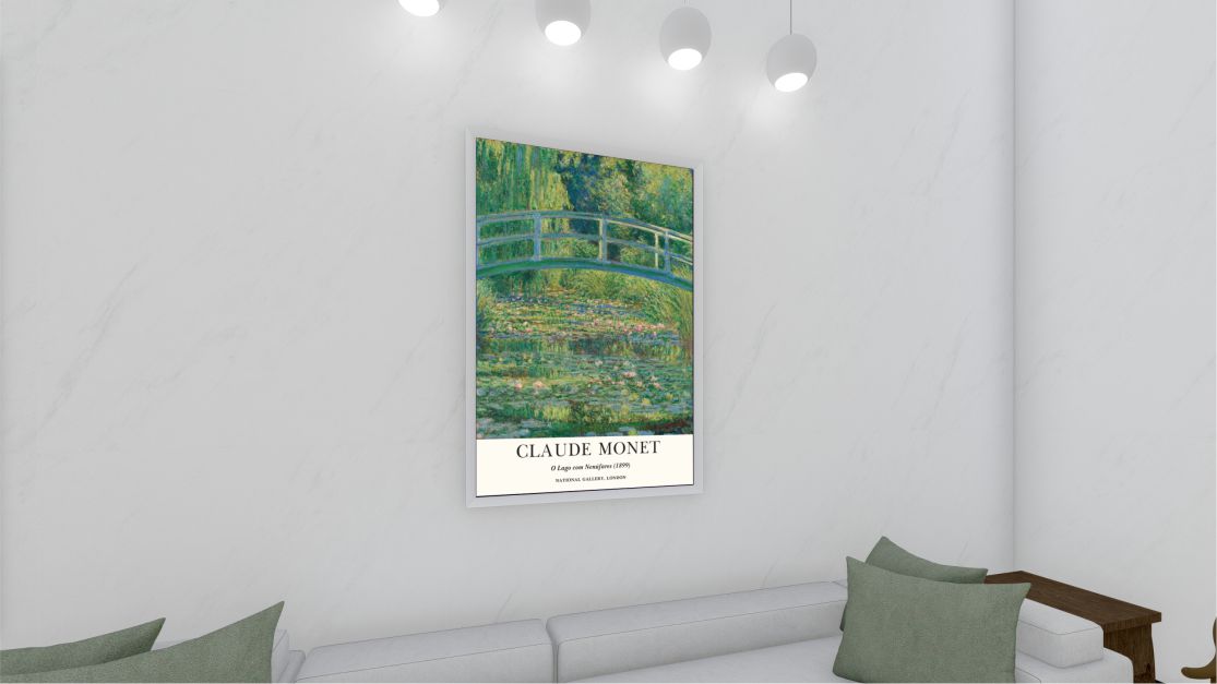 Quadro Decorativo Claude Monet O Lago com Nenúfares em Adesivo com Moldura Caixa