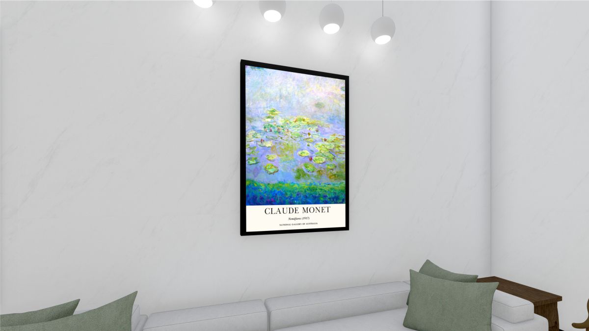 Quadro Decorativo Claude Monet Nenúfares em Adesivo com Moldura Caixa