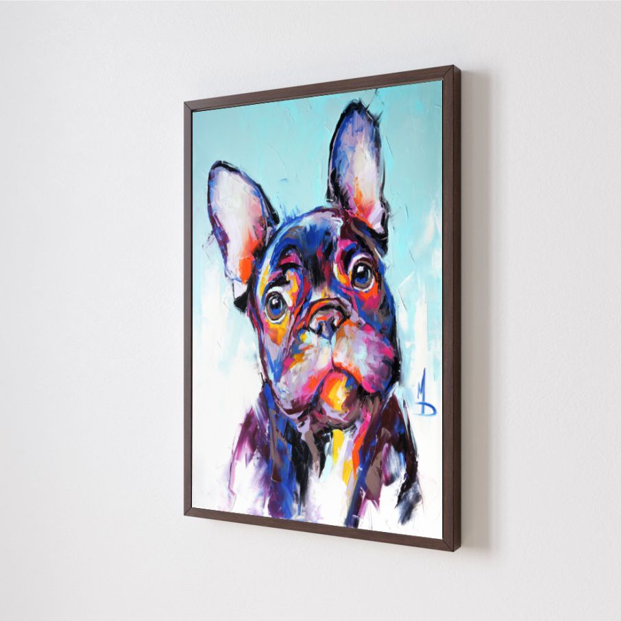 Quadro Decorativo Pop Art Cachorro em Adesivo com Moldura Caixa