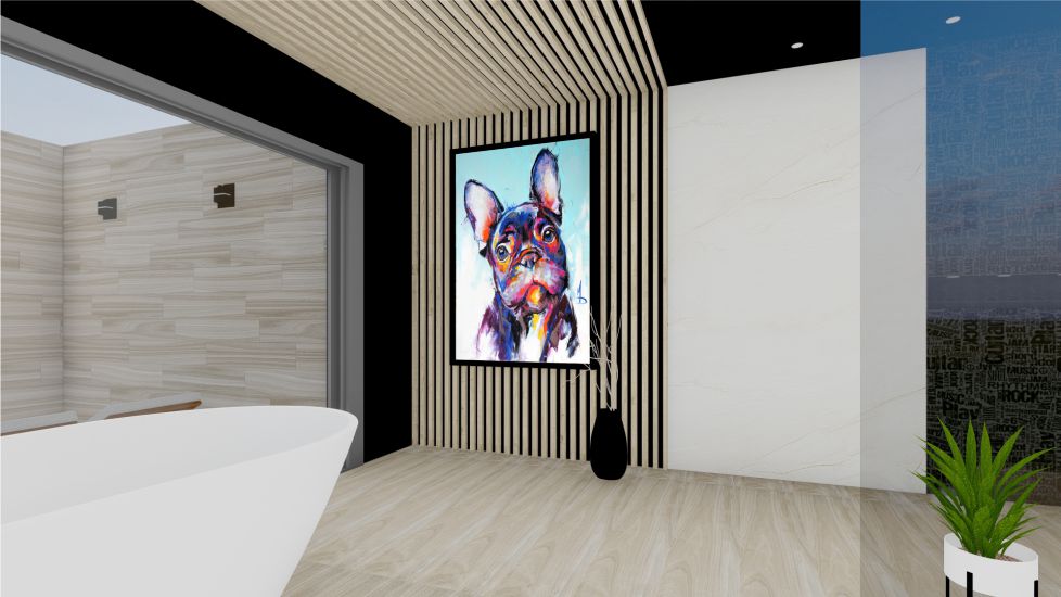 Quadro Decorativo Pop Art Cachorro em Adesivo com Moldura Caixa