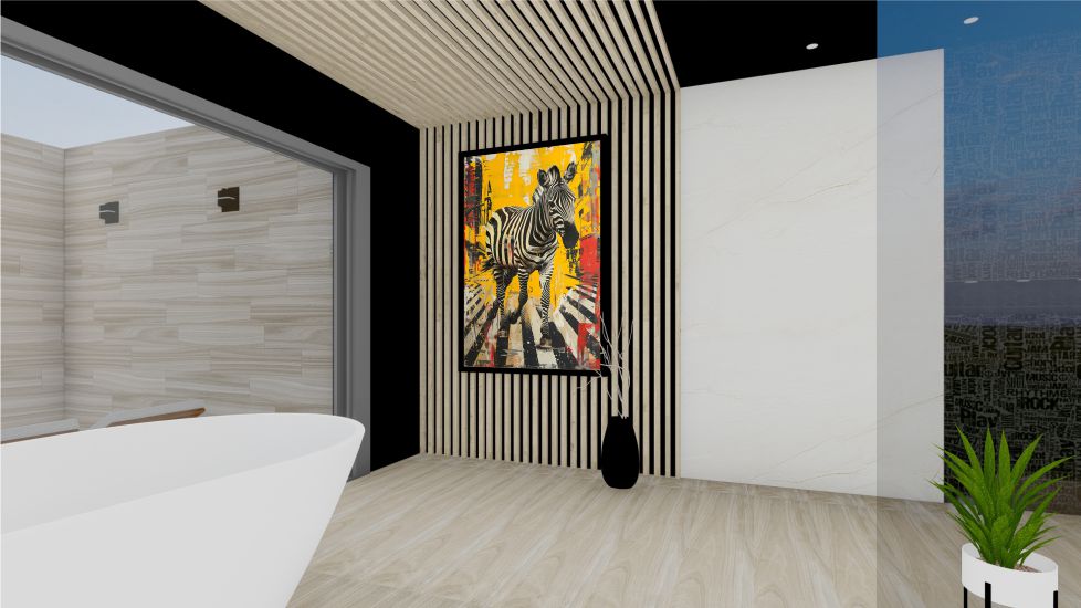 Quadro Decorativo Pop Art Zebra em Adesivo com Moldura Caixa