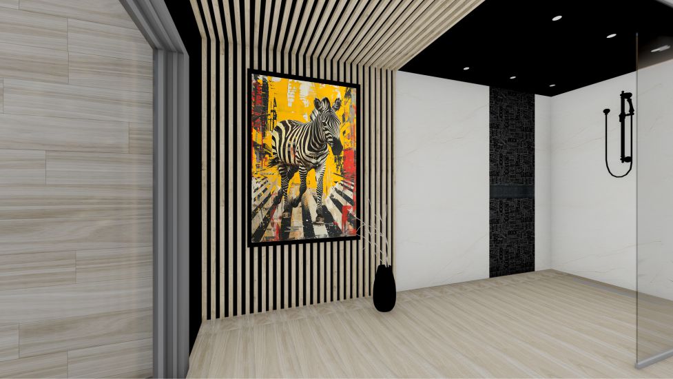 Quadro Decorativo Pop Art Zebra em Adesivo com Moldura Caixa