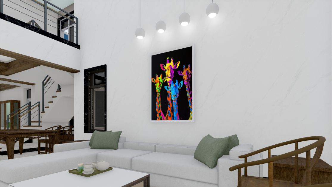 Quadro Decorativo Pop Art Girafa em Adesivo com Moldura Caixa