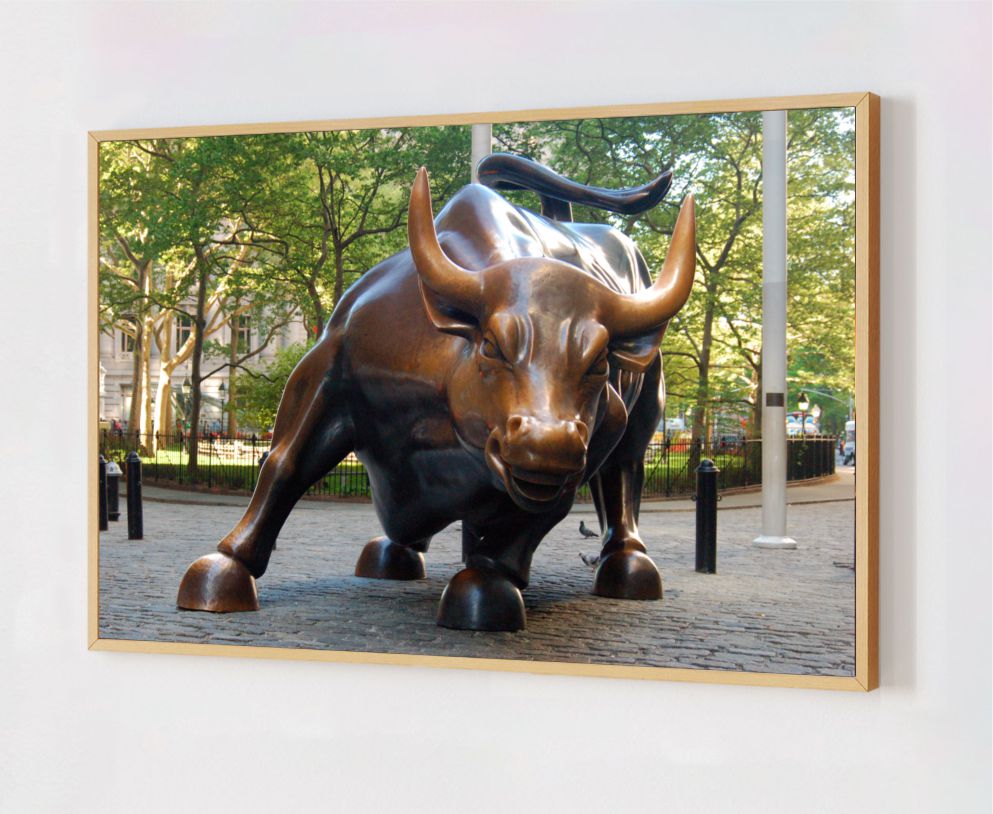 Quadro Decorativo Mercado Financeiro em Adesivo com Moldura Caixa