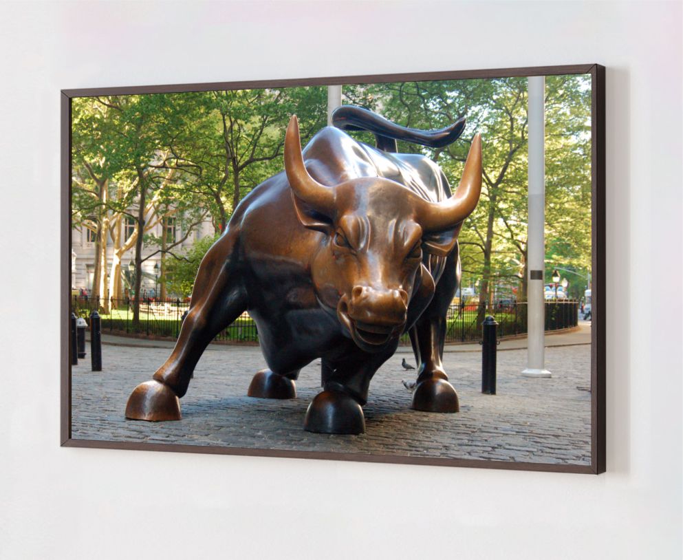 Quadro Decorativo Mercado Financeiro em Adesivo com Moldura Caixa