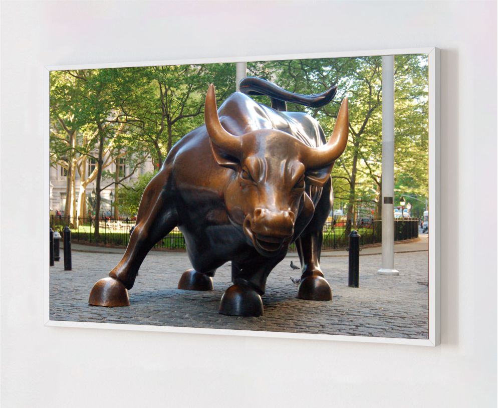 Quadro Decorativo Mercado Financeiro em Adesivo com Moldura Caixa